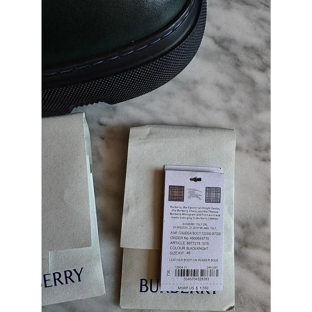 Burberry NWT Green/Black Women's Leather Chelsea Boots - Picture 7 of 8